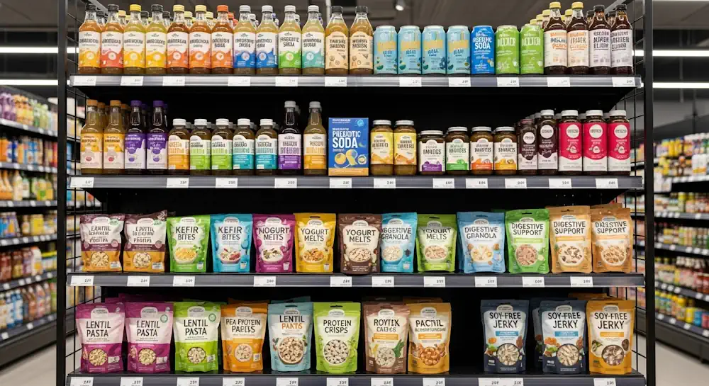 Functional food shelf in grocery store